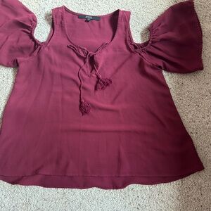 Guess Burgundy Blouse with Tassel Tie